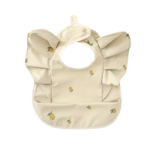 Lemon Print Ruffle Waterproof Baby Bib