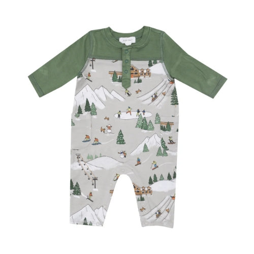 Romper W/ Contrast Sleeve - Winter Fun Skiers