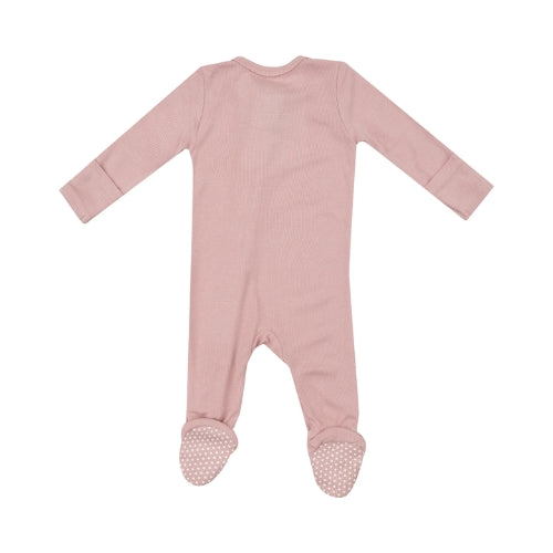 2 Way Zipper Footie Solid Silver Pink