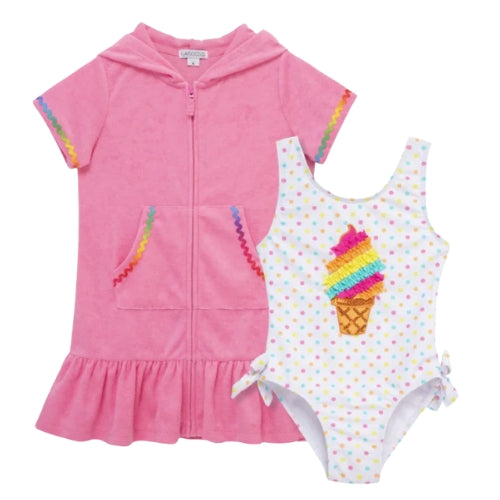 Ice Cream One Piece Swimsuit with Coverup