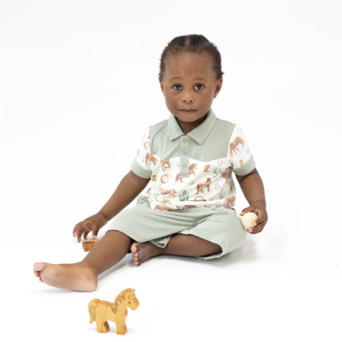 Cowboy Polo Shirt and Short - Western Horses
