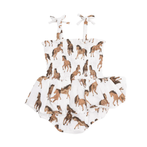 Smocked Bubble with Skirt - Horses