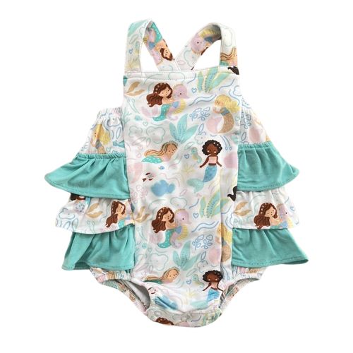 Magical Mermaid Bamboo Ruffle Sunsuit