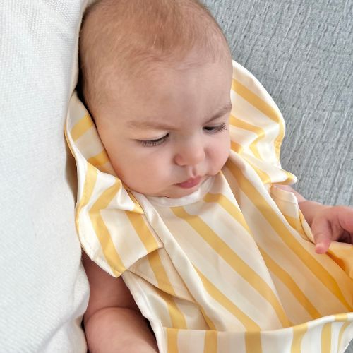 Yellow Stripe Ruffle Waterproof Baby Bib