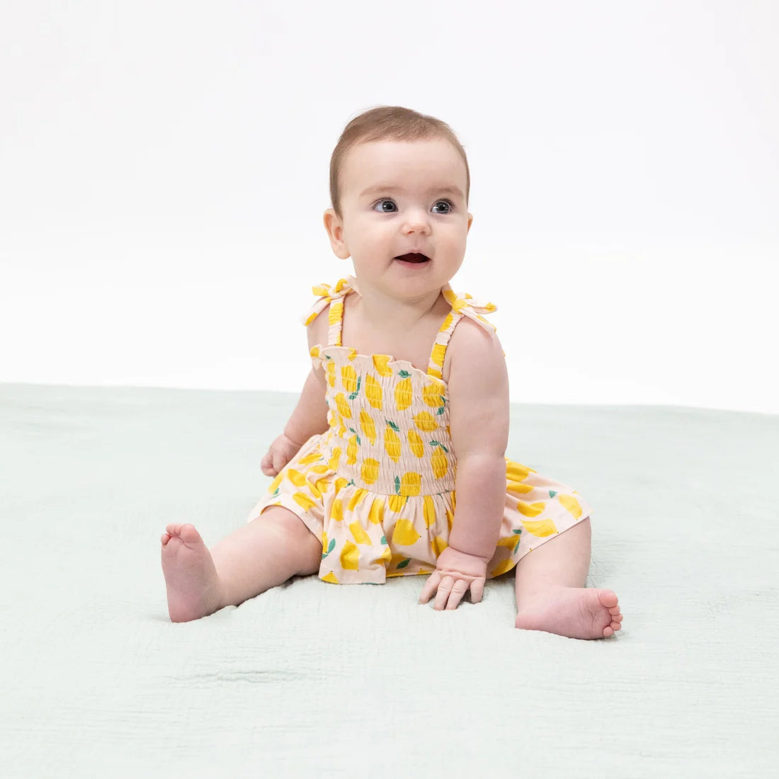 Angel Dear Sunny Lemons Smocked Bubble with Skirt