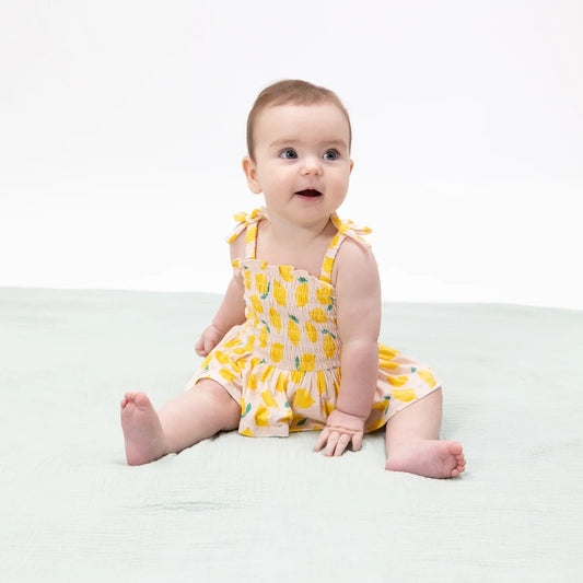 Angel Dear Sunny Lemons Smocked Bubble with Skirt