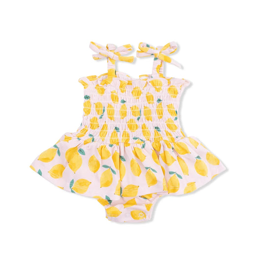 Angel Dear Sunny Lemons Smocked Bubble with Skirt